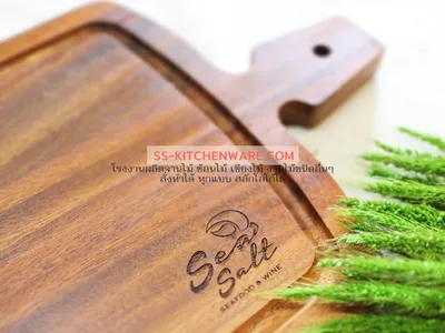 เขียงไม้ ถาดไม้ สลักโลโก้ แบบที่ 54