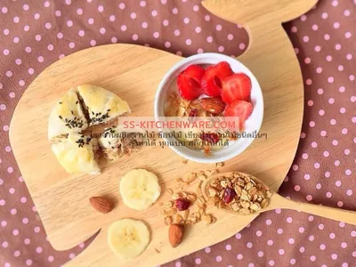 เขียงไม้ ถาดไม้ สลักโลโก้ แบบที่ 58