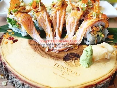 เขียงไม้ ถาดไม้ สลักโลโก้ แบบที่ 63