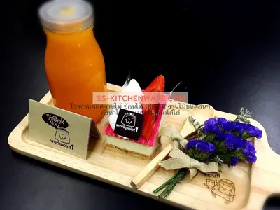 เขียงไม้ ถาดไม้ สลักโลโก้ แบบที่ 73