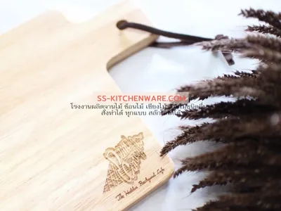 เขียงไม้ ถาดไม้ สลักโลโก้ แบบที่ 78