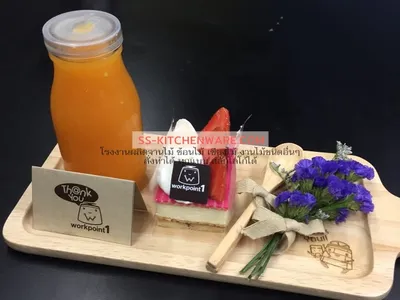 เขียงไม้ ถาดไม้ สลักโลโก้ แบบที่ 84