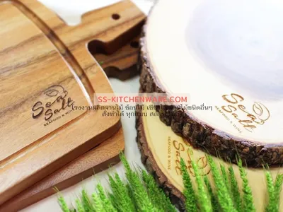 เขียงไม้ ถาดไม้ สลักโลโก้ แบบที่ 96